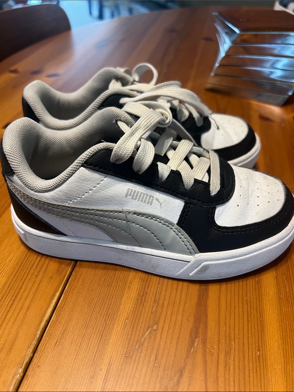 Puma Kids Black and White Low-Top Sneakers